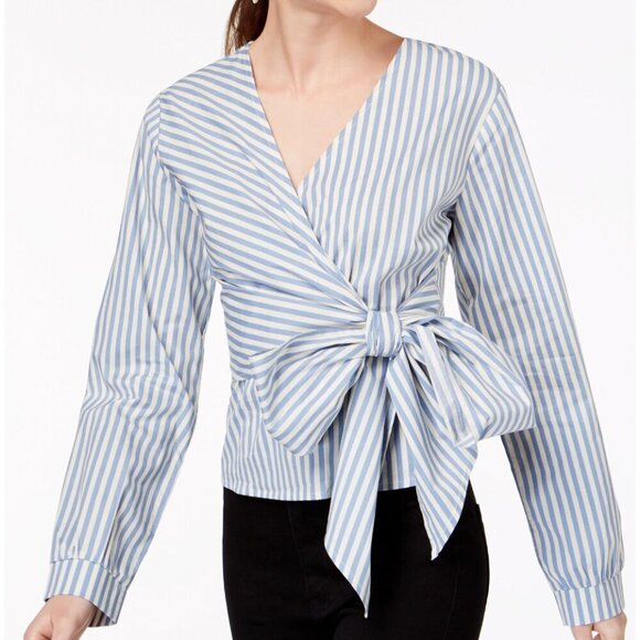 Say What Juniors Striped Faux Wrap Top Blue Size XL NEW WITH TAG! - Picture 1 of 3